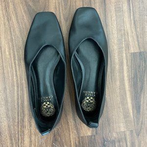 Vince Camuto Lantenla Square-Toe Leather Flat Black Size 7.5